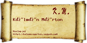 Kálmán Márton névjegykártya